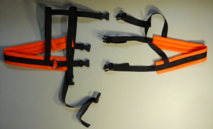 DWARF-KINDER-MINI  Goat Wagon Harness Black Orange